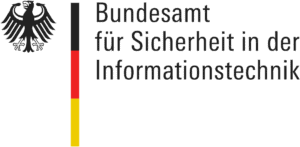 Logo des Bundesamtes für Sicherheit in der Informationstechnik (BSI) mit Bundesadler und deutschen Farben.
