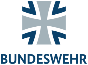 Offizielles Logo der Bundeswehr mit dem stilisierten Eisernen Kreuz in Grau und Dunkelblau und dem Schriftzug 'BUNDESWEHR' darunter.