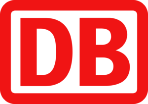 Das offizielle Logo der Deutschen Bahn (DB) in leuchtendem Rot mit weißem Buchstaben auf weißem Hintergrund, umgeben von einem roten Rahmen.