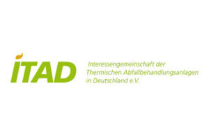 ITAD Logo, Interessengemeinschaft der Thermischen Abfallbehandlungsanlagen in Deutschland e.V. auf weißem Hintergrund.