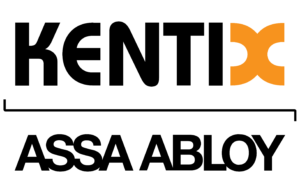Das Logo der Marke Kentix mit orangefarbenem 'X' und dem Untertitel 'ASSA ABLOY' in schwarzer Schrift.